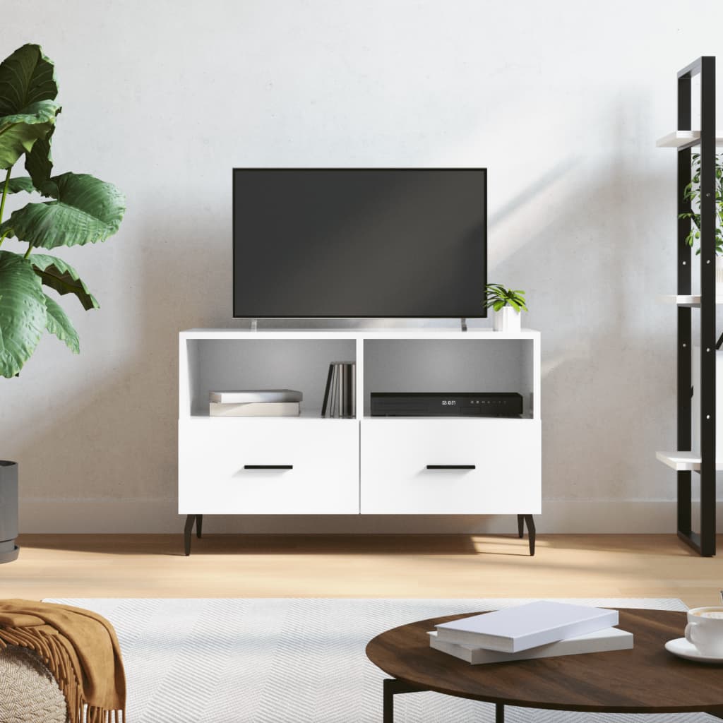 vidaXL fehér magasfényű szerelt fa TV-szekrény 80x36x50 cm