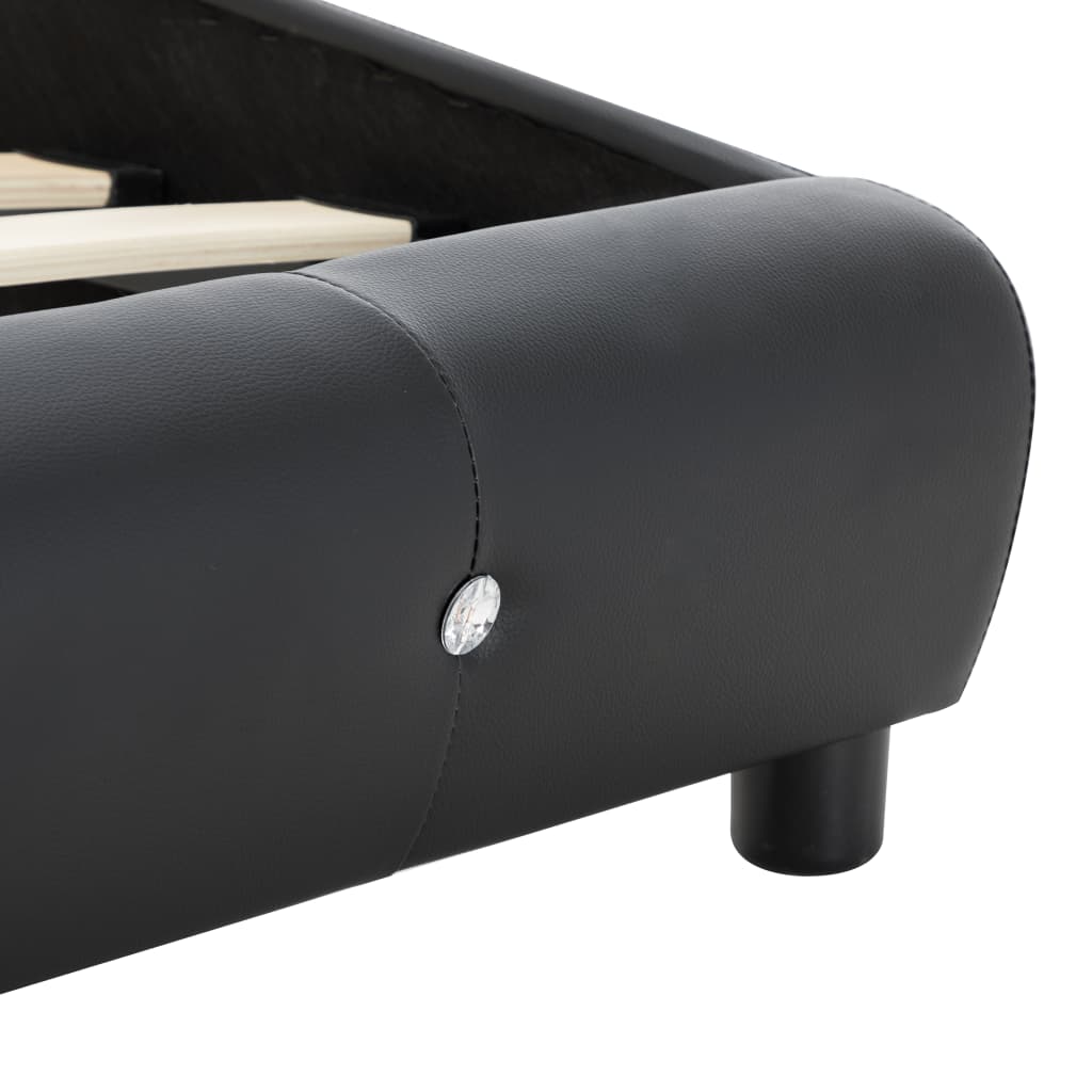 vidaXL fekete műbőr ágy memóriahabos matraccal 90 x 200 cm