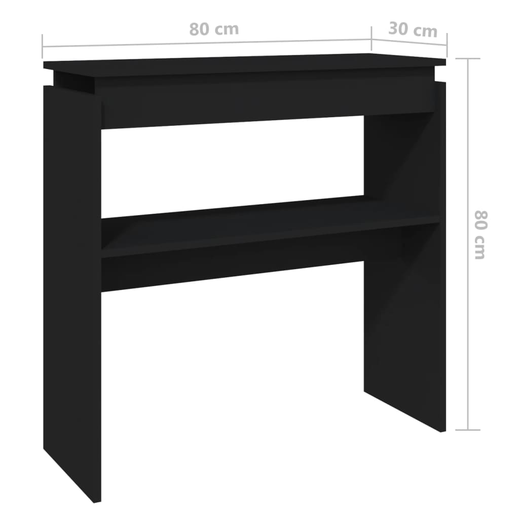 vidaXL fekete forgácslap tálalóasztal 80 x 30 x 80 cm