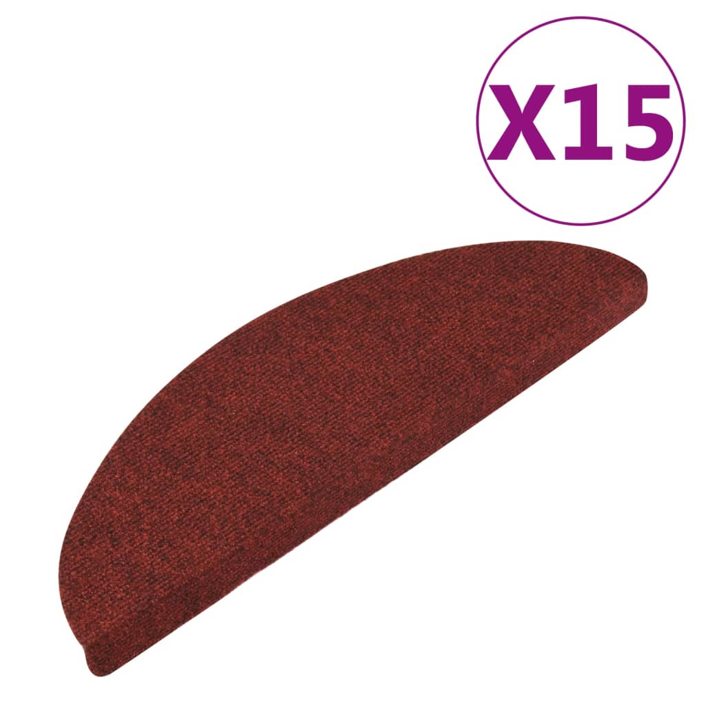 vidaXL 15 db piros lépcsőszőnyeg 56x17x3 cm