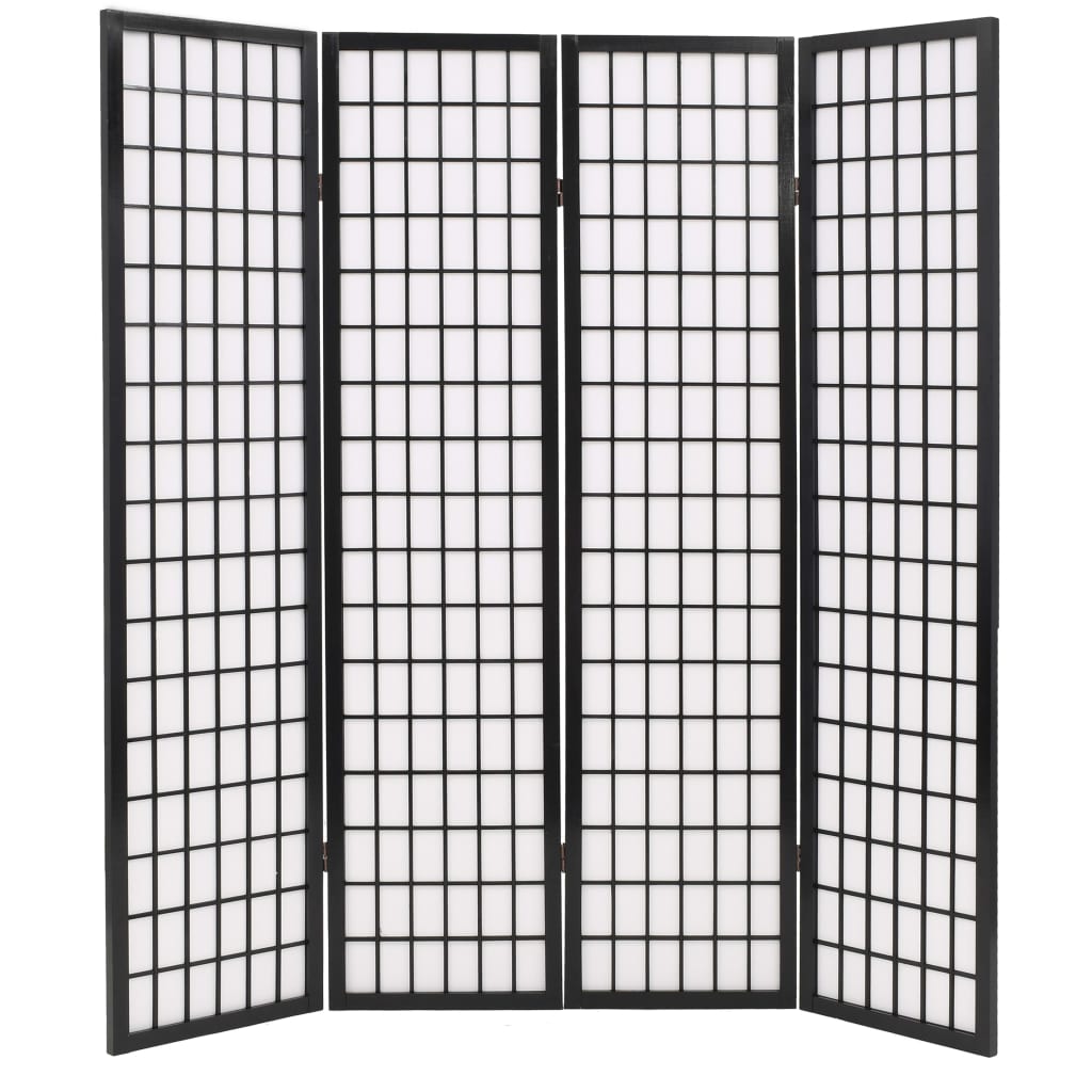 vidaXL 6 paneles, fekete, japán stílusú paraván 160 x 170 cm