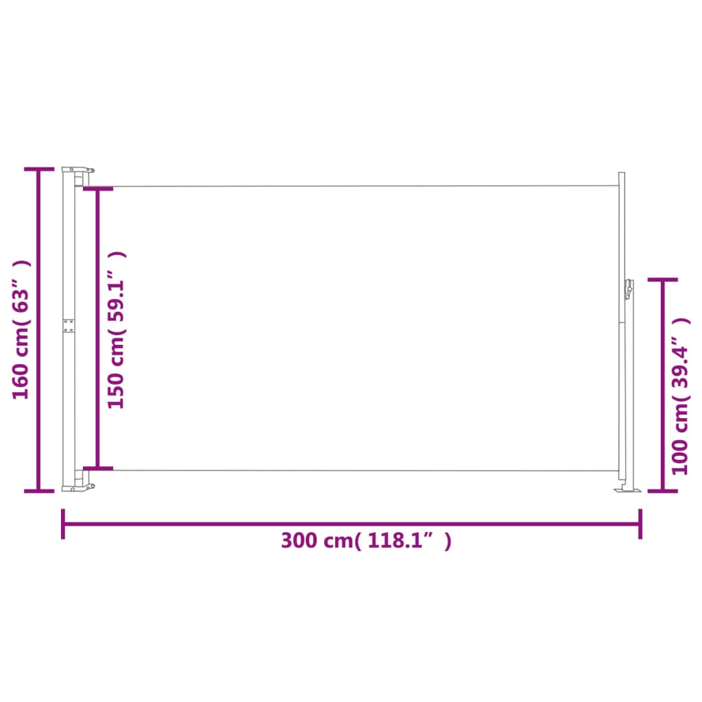 vidaXL veranda behúzható válaszfal 160 x 300 cm szürke