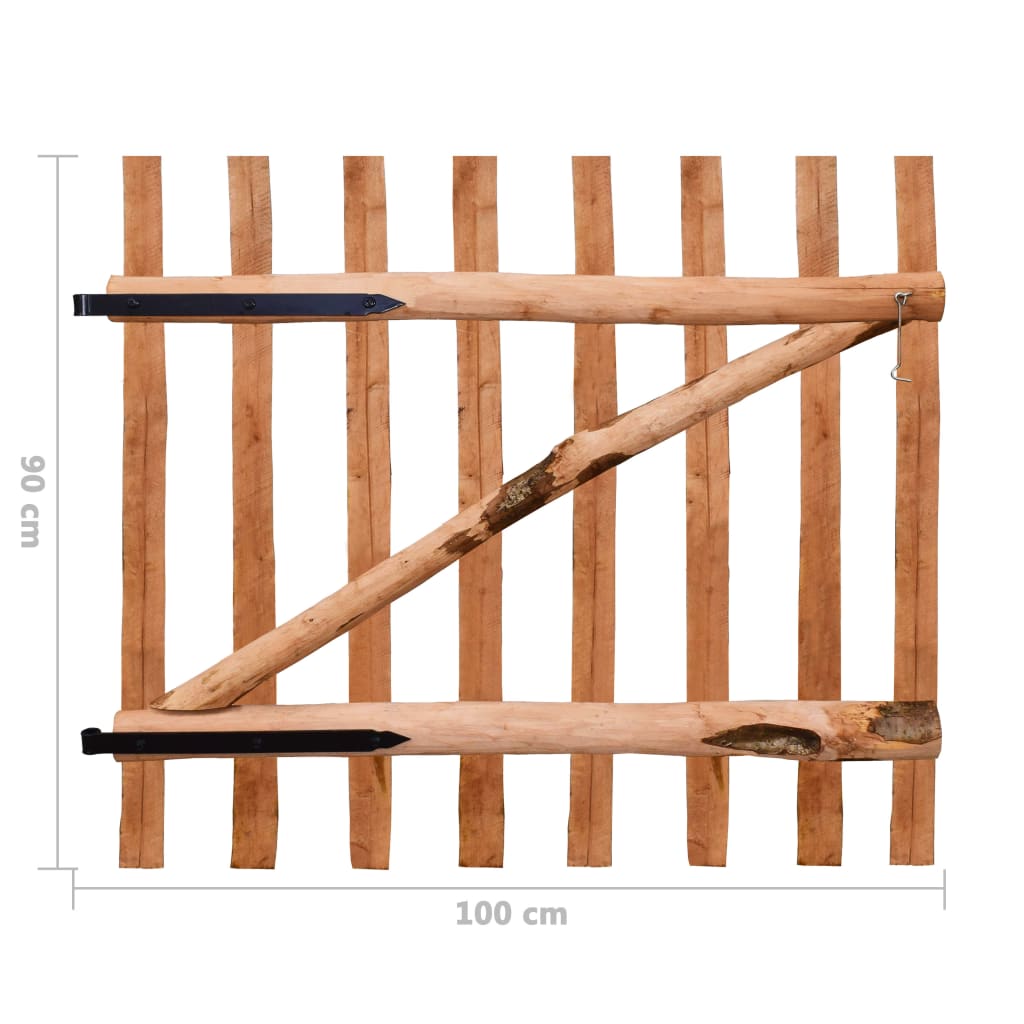 vidaXL impregnált mogyorófa deszka-kerítéskapu 100 x 90 cm