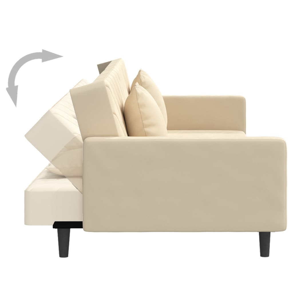 vidaXL kétszemélyes krémszínű bársony kanapéágy két párnával