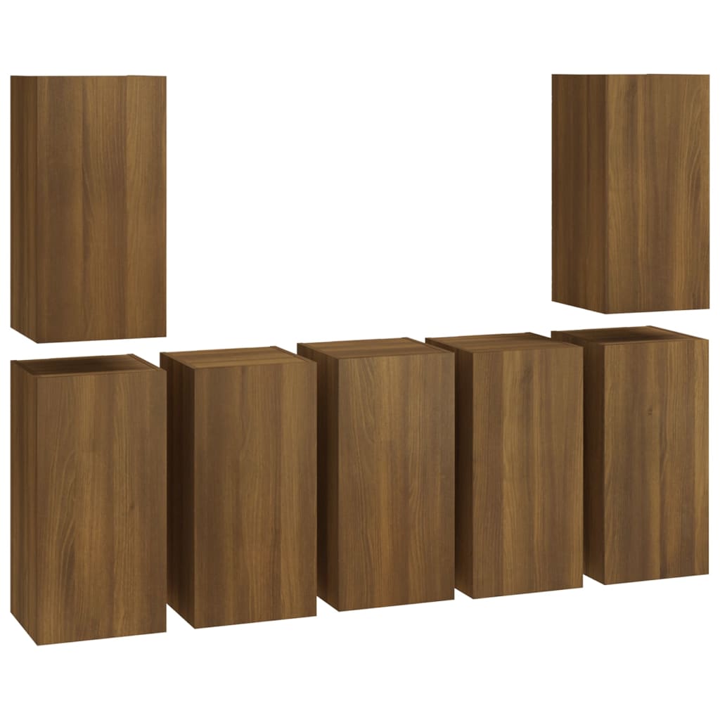 vidaXL 7 db barna tölgyszínű szerelt fa TV-szekrény 30,5 x 30 x 60 cm