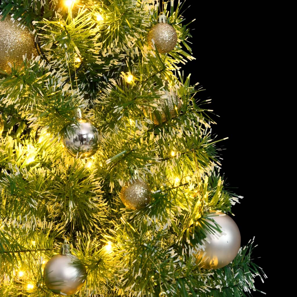 vidaXL műkarácsonyfa 150 LED-del, gömbszettel és hópehellyel 120 cm