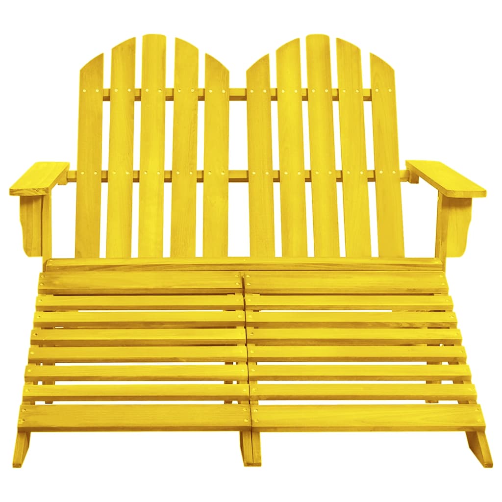 vidaXL kétszemélyes sárga fenyőfa kerti adirondack szék és zsámoly
