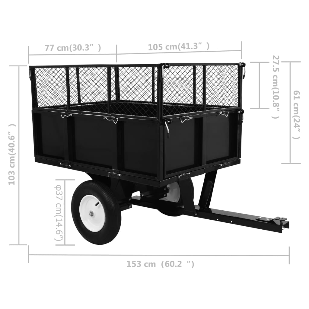vidaXL 300 kg-os teherbírású billenős pótkocsi fűnyíróhoz