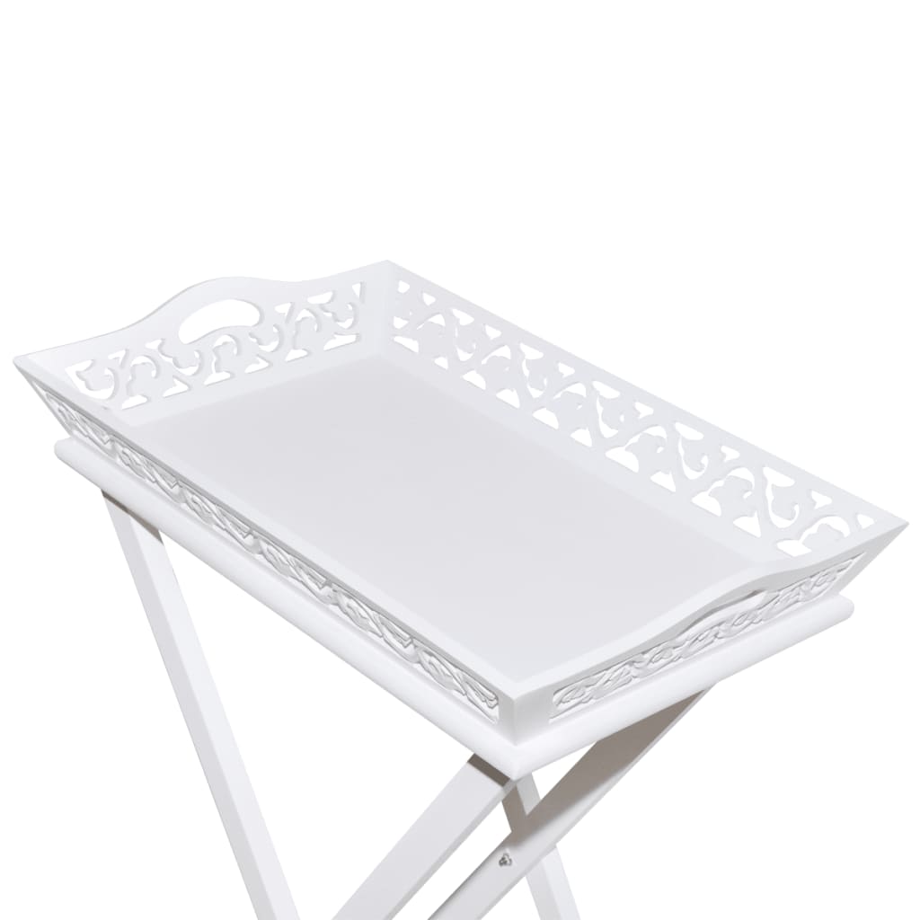 vidaXL fehér kisasztal tálcával