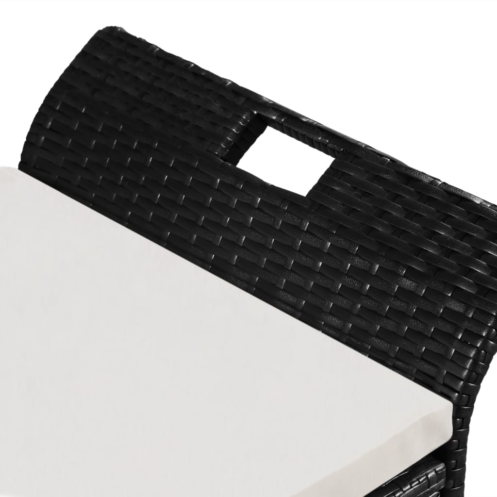 vidaXL fekete polyrattan tárolópad párnával 138 cm
