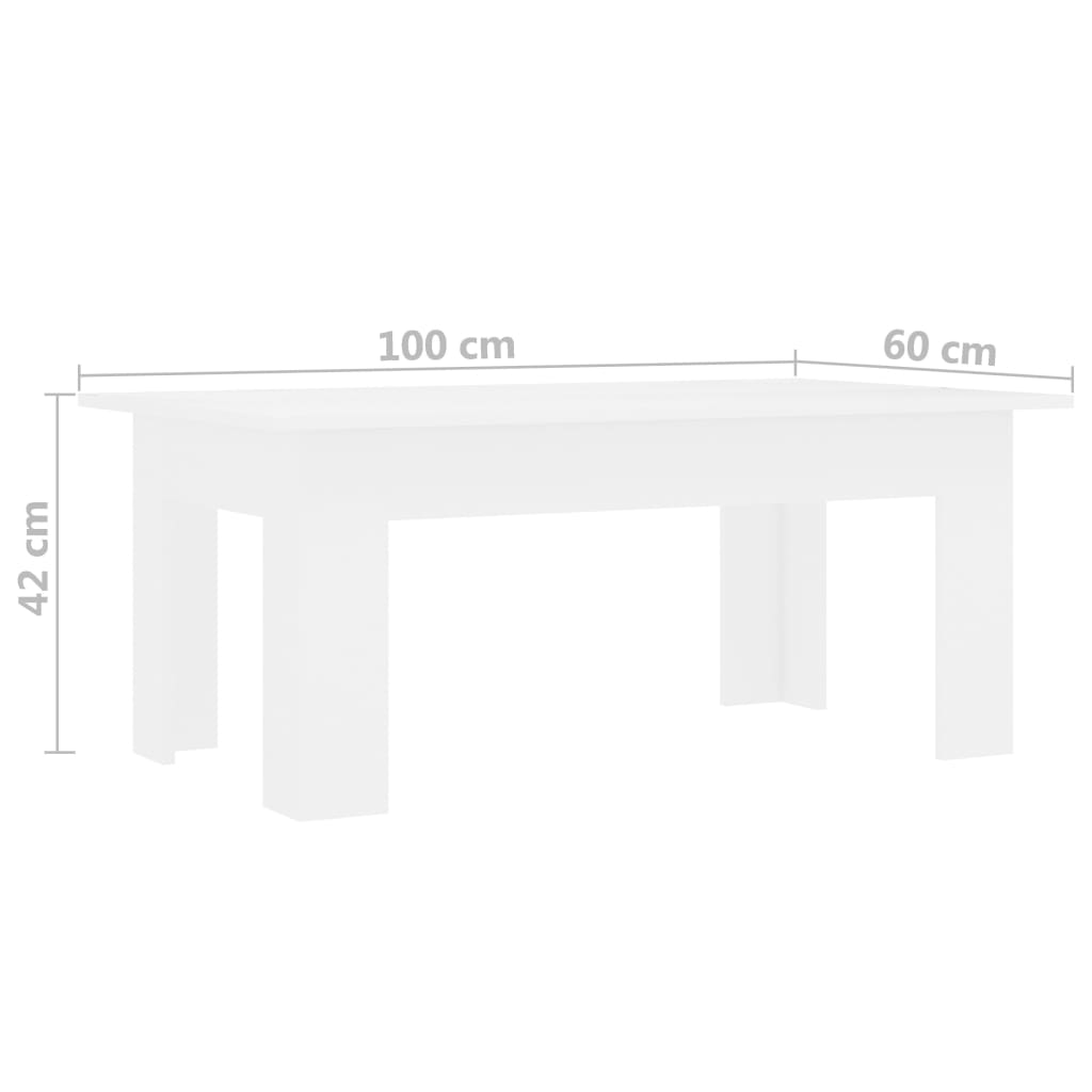 vidaXL fehér forgácslap dohányzóasztal 100 x 60 x 42 cm