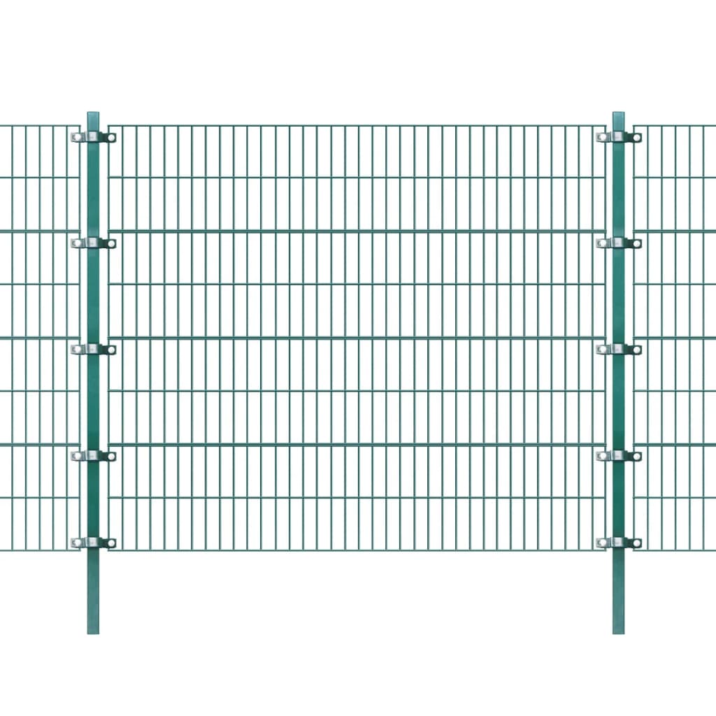 vidaXL zöld porszórt bevonatú vas kerítéspanel oszlopokkal 6 x 1,6 m