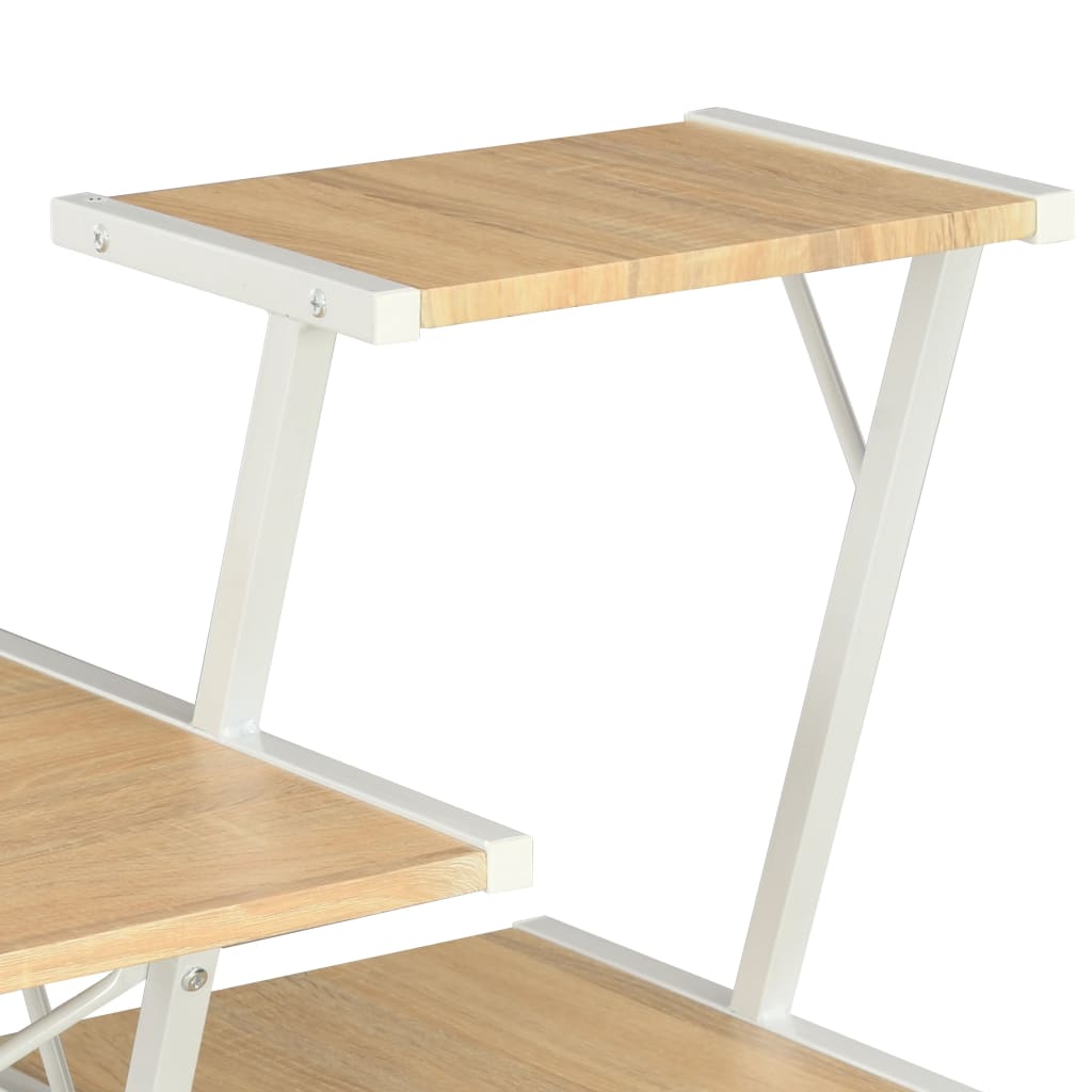 vidaXL fehér és tölgyszínű íróasztal polccal 116 x 50 x 93 cm