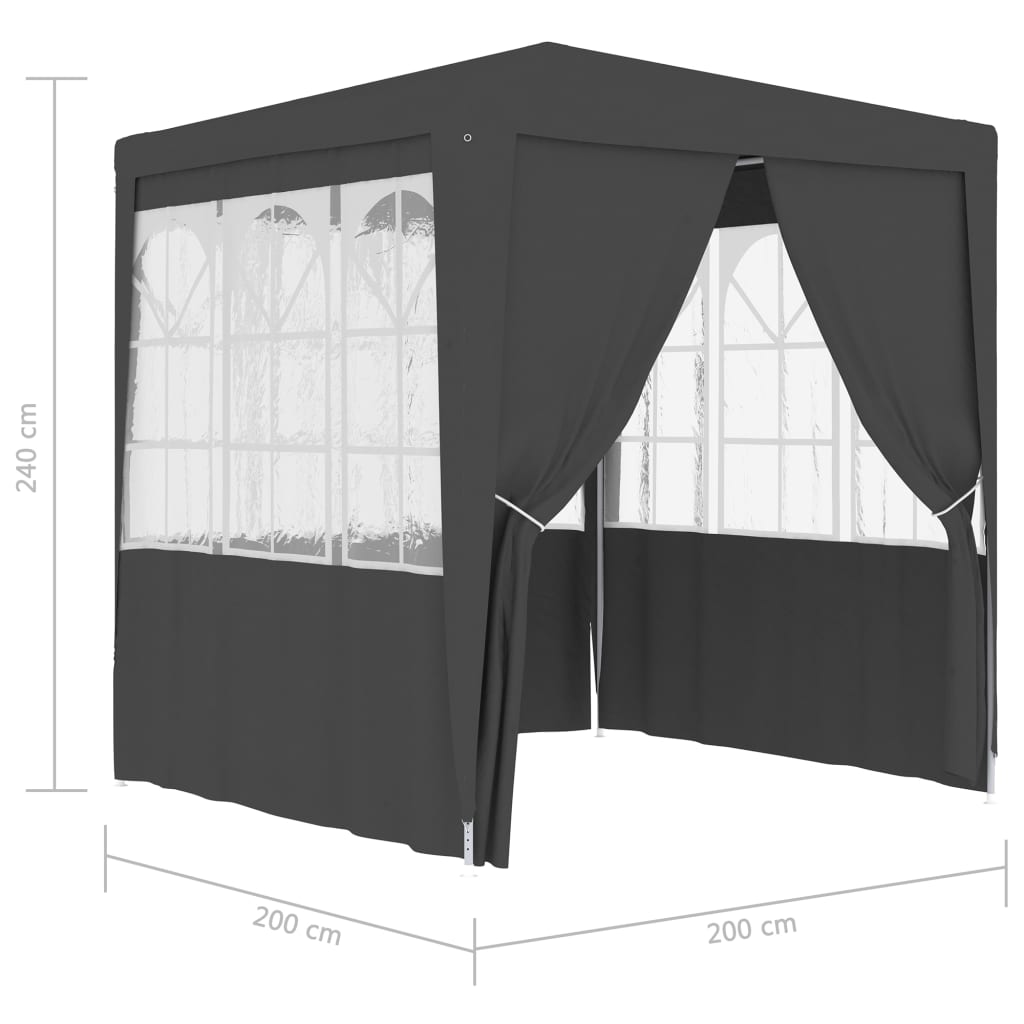 vidaXL antracitszürke rendezvénysátor oldalfalakkal 2 x 2 m 90 g/m²