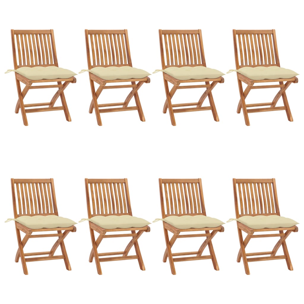 vidaXL 8 db összecsukható tömör tíkfa kerti szék párnával