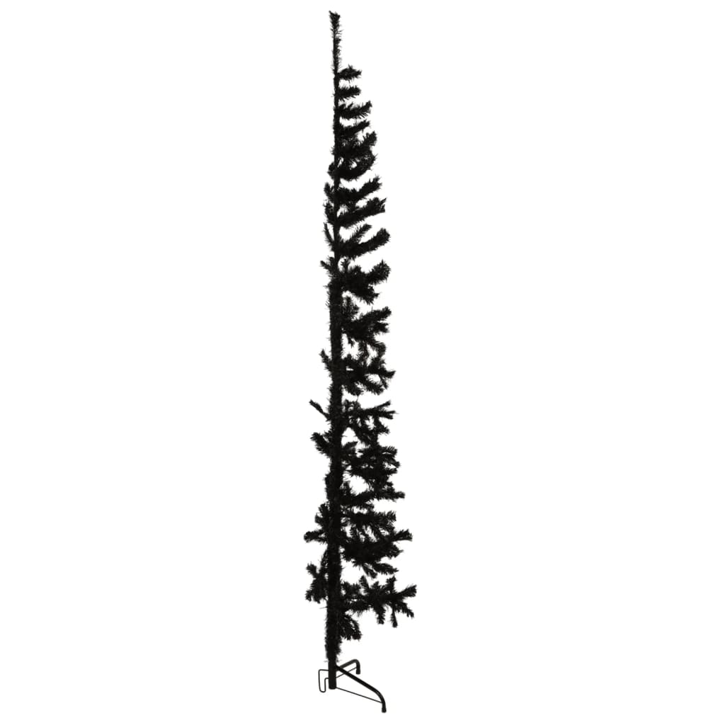 vidaXL fekete vékony fél műkarácsonyfa állvánnyal 210 cm