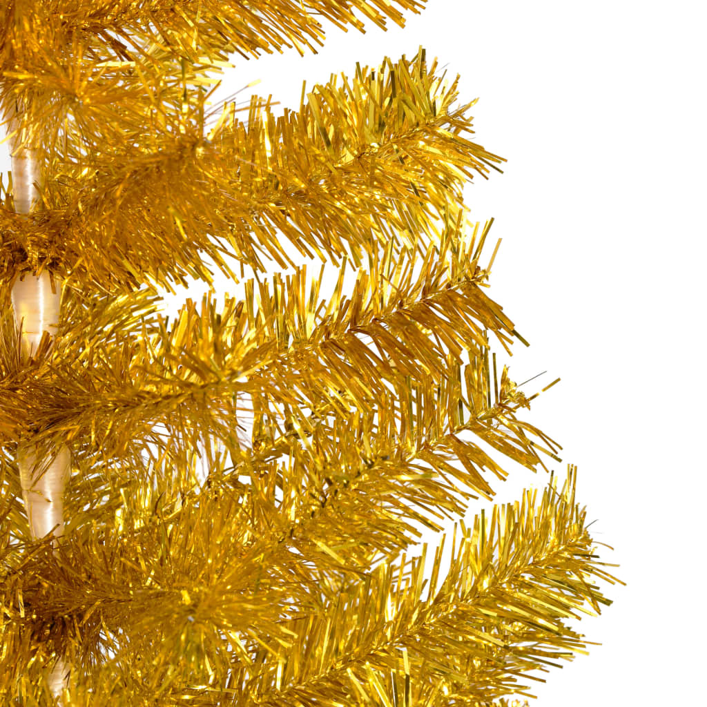 vidaXL aranyszínű PET megvilágított műkarácsonyfa gömb szettel 150 cm