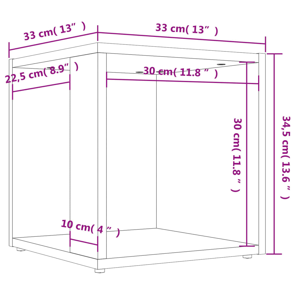 vidaXL betonszürke forgácslap kisasztal 33 x 33 x 34,5 cm