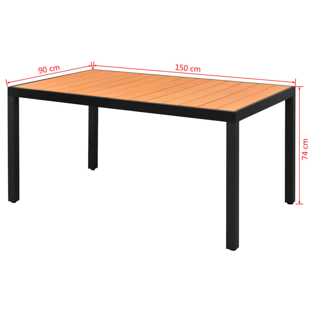 vidaXL barna alumínium és WPC kerti asztal 150 x 90 x 74 cm