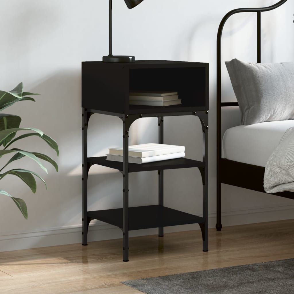 vidaXL fekete szerelt fa ágy melletti asztal 35 x 34,5 x 70 cm