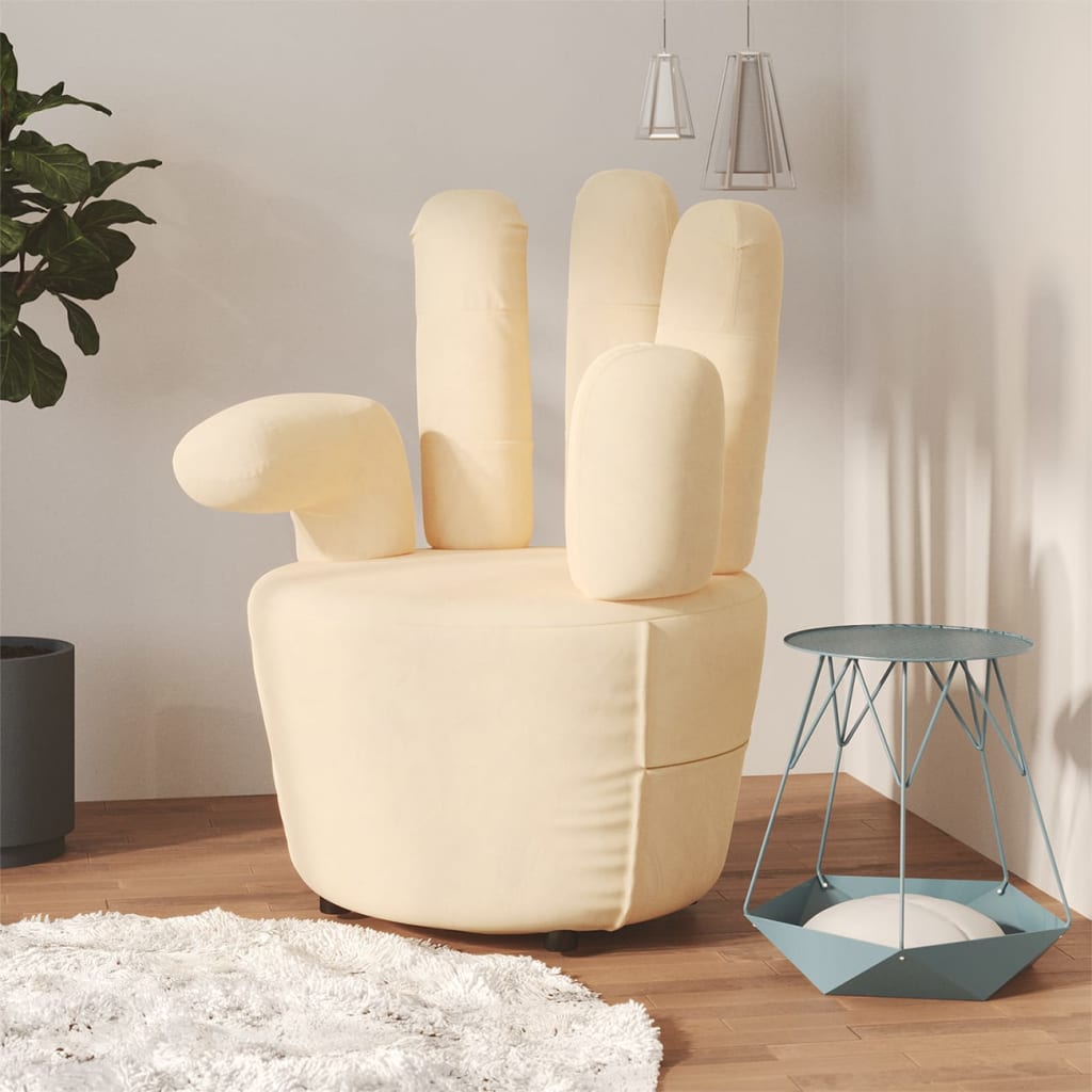 vidaXL krémszínű bársony kéz formájú fotel