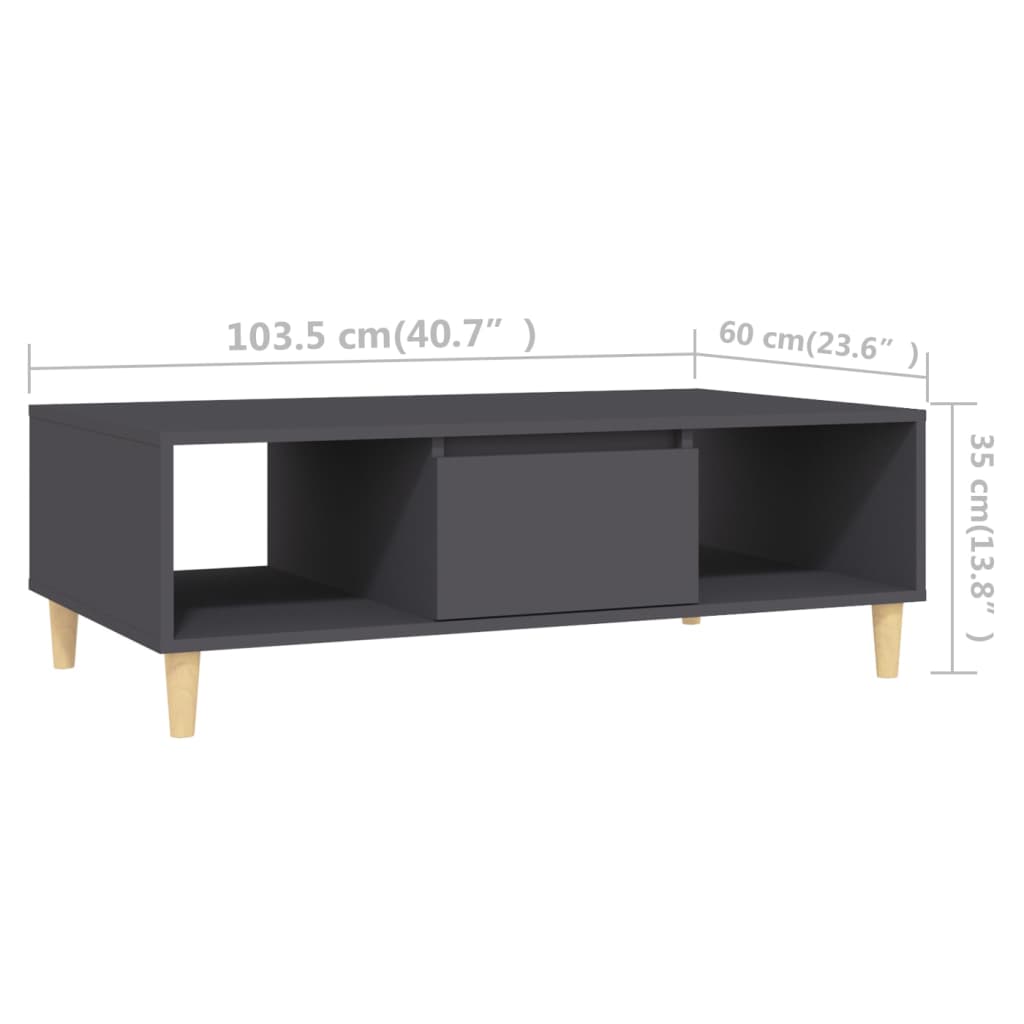 vidaXL szürke forgácslap dohányzóasztal 103,5 x 60 x 35 cm