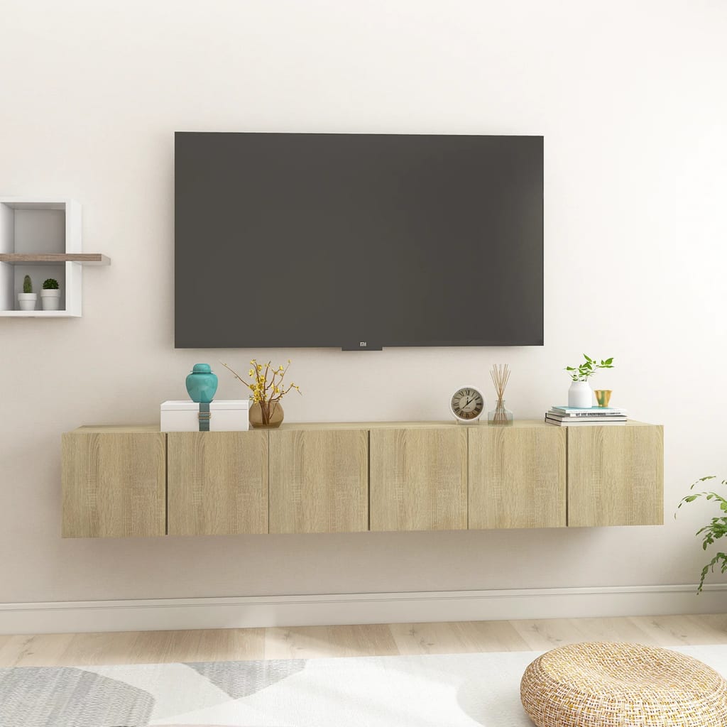 vidaXL 3 db sonoma-tölgy színű függő TV-szekrény 60 x 30 x 30 cm