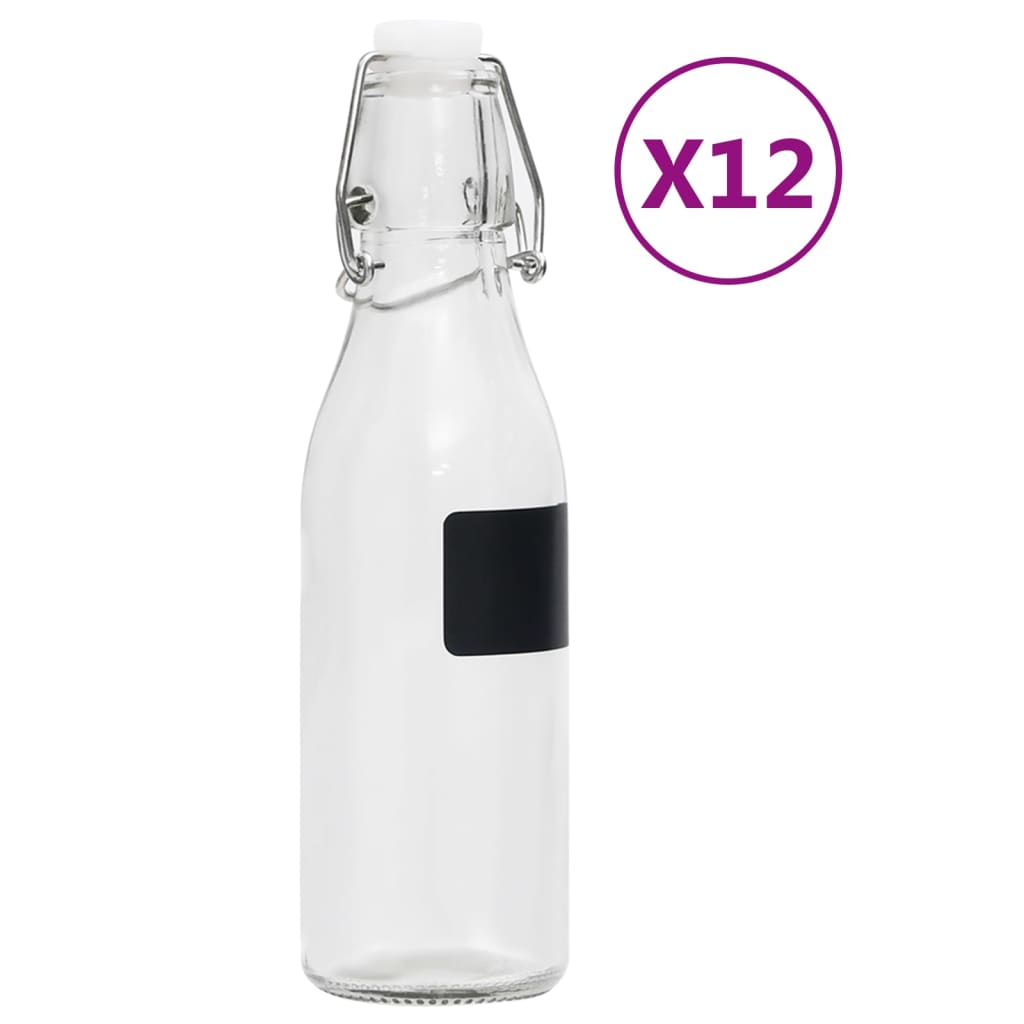 vidaXL 12 db köralakú 250 ml-es üvegpalack záró csattal