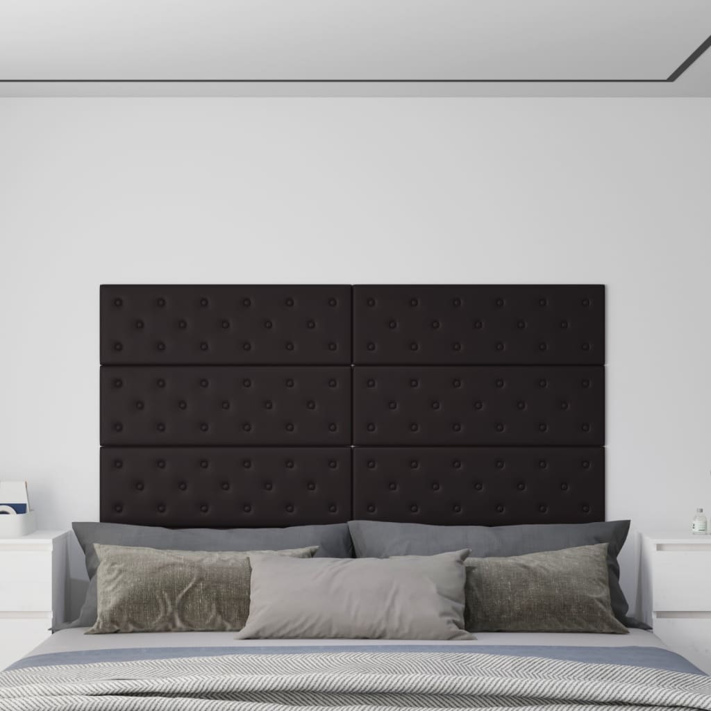 vidaXL 12 db fekete műbőr fali panel 90 x 30 cm 3,24 m²