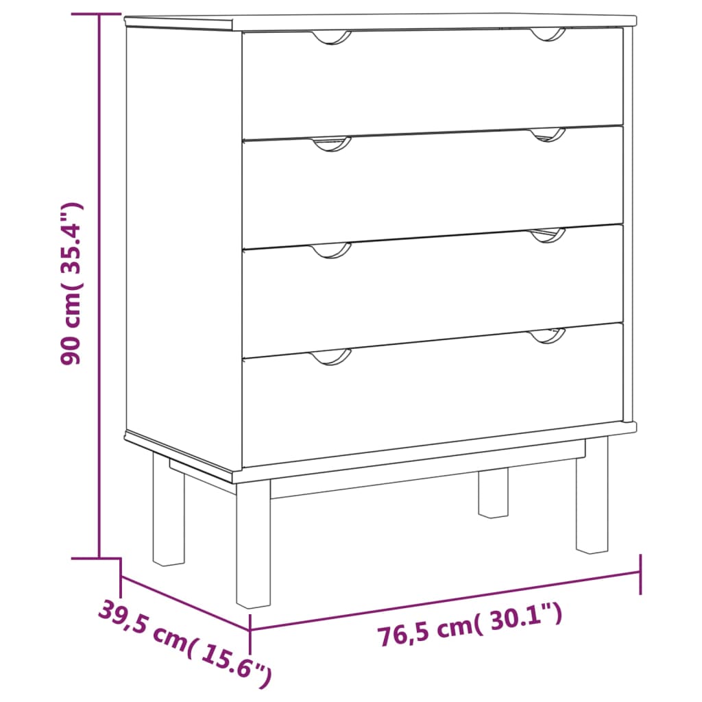 vidaXL OTTA tömör fenyőfa fiókos szekrény 76,5 x 39,5 x 90 cm