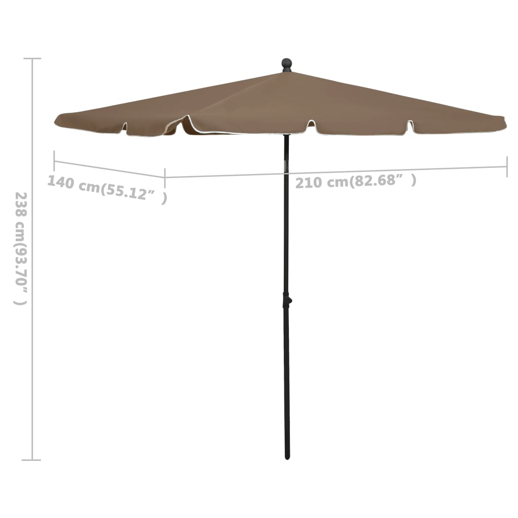 vidaXL tópszínű napernyő rúddal 210 x 140 cm