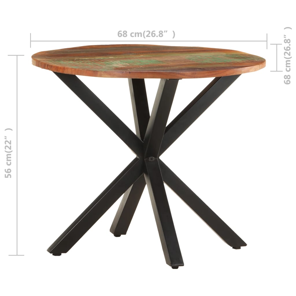 vidaXL tömör újrahasznosított fa kisasztal 68 x 68 x 56 cm