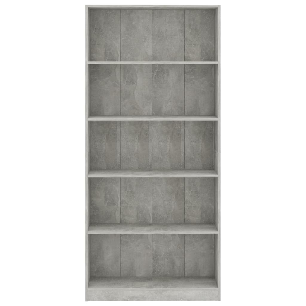 vidaXL 5-szintes betonszürke forgácslap könyvszekrény 80 x 24 x 175 cm