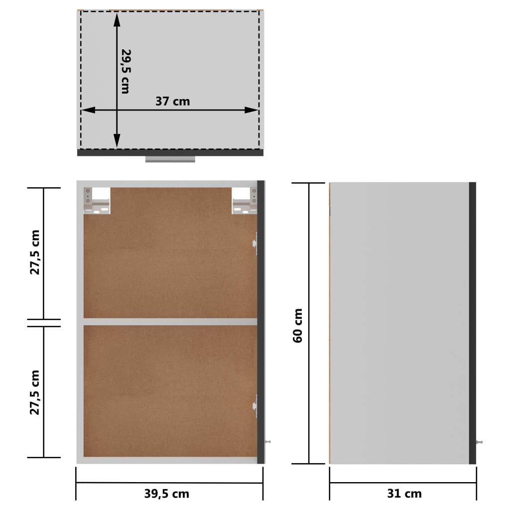 vidaXL szürke forgácslap függő szekrény 39,5 x 31 x 60 cm