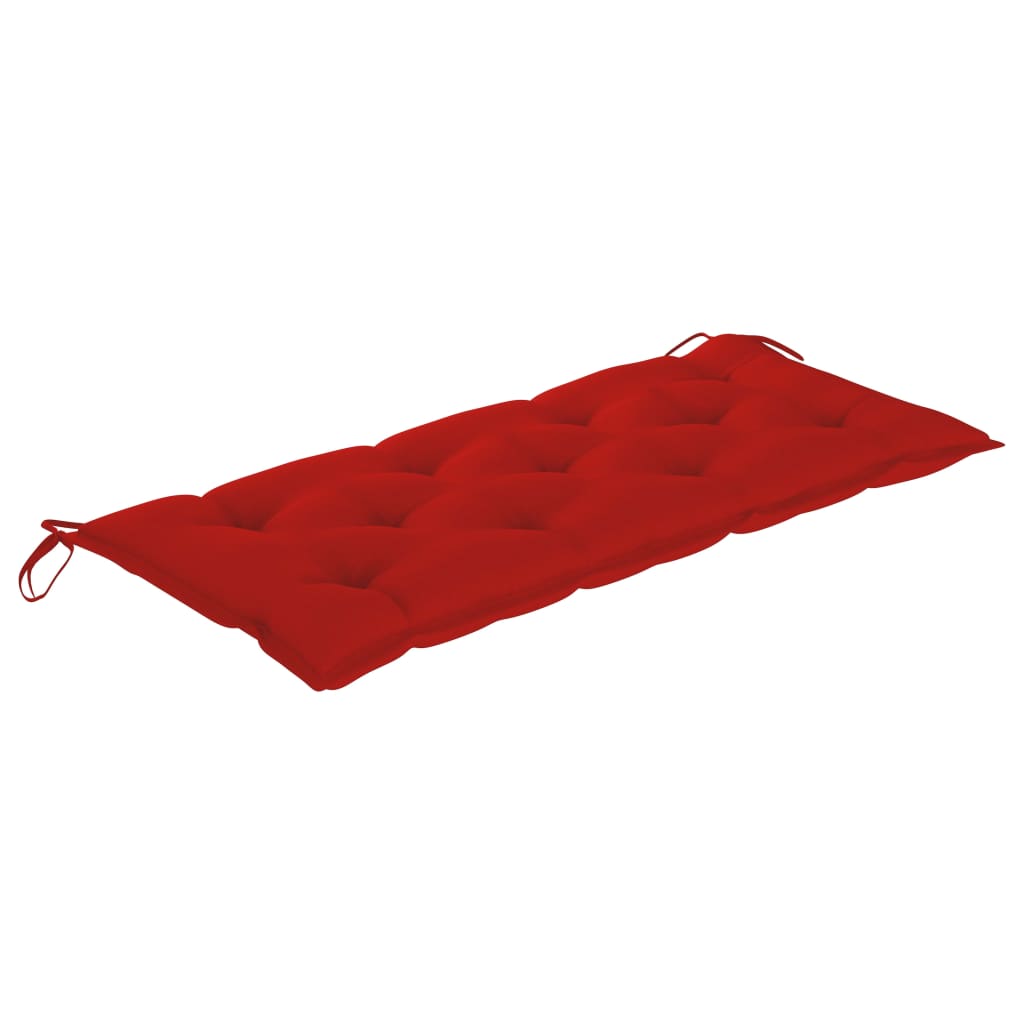 vidaXL tömör tíkfa hintaágy piros párnával 120 cm