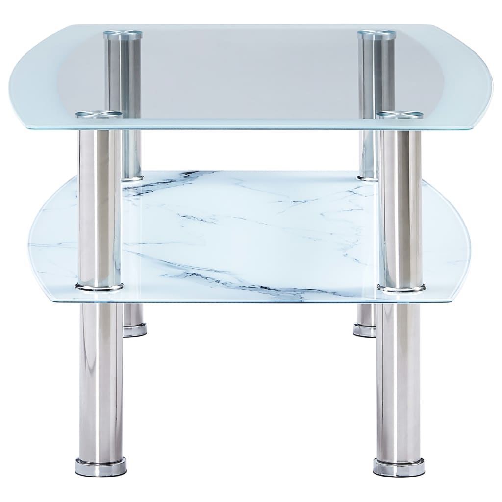 vidaXL fehér márványhatású edzett üveg dohányzóasztal 100 x 60 x 42 cm