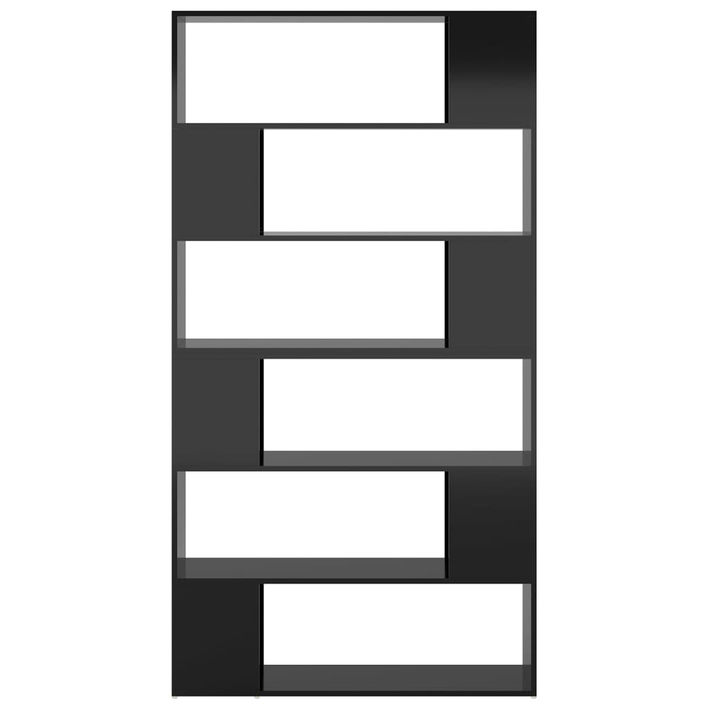 vidaXL magasfényű fekete térelválasztó könyvszekrény 100 x 24 x 188 cm