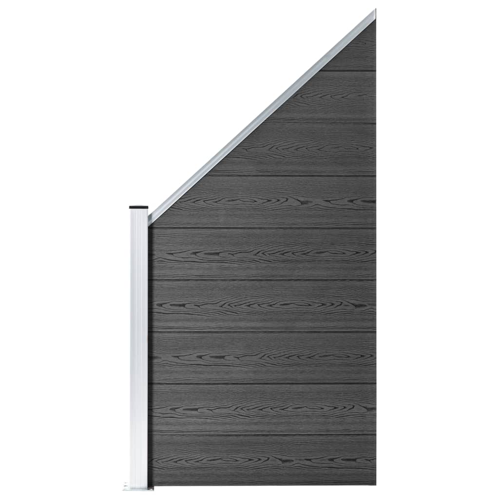 vidaXL fekete WPC kerítéspanelszett 1138 x (105-186) cm