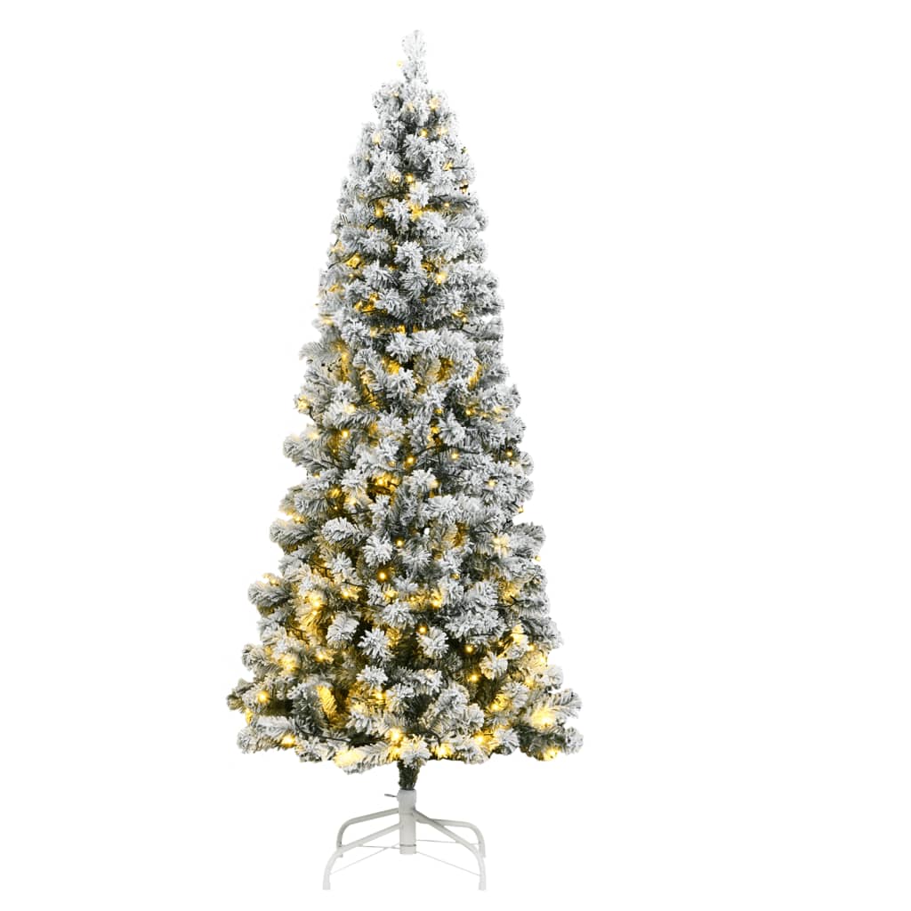 vidaXL csuklópántos műkarácsonyfa 300 LED-del és hópehellyel 240 cm