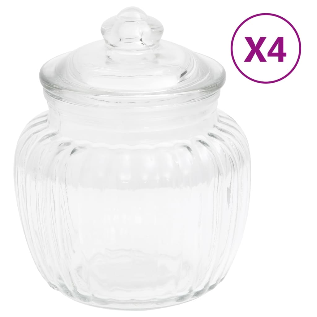 vidaXL 4 db üveg tárolóedény 500 ml
