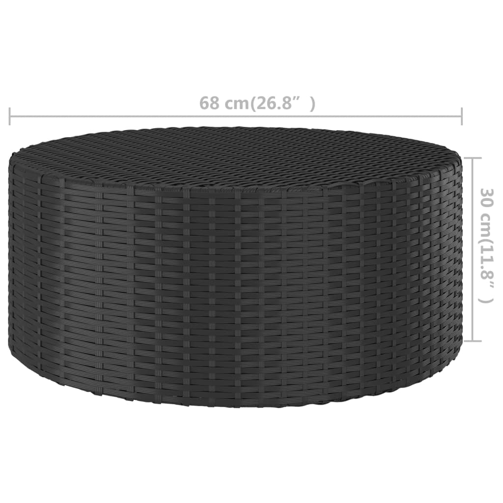 vidaXL fekete polyrattan teázóasztal 68 x 68 x 30 cm