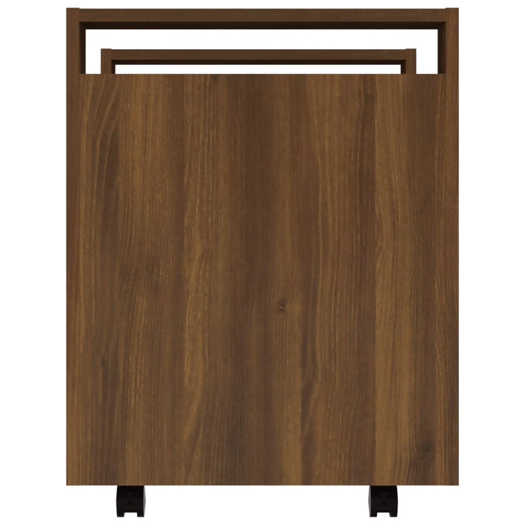 vidaXL barna tölgy szerelt fa asztal-kocsi 60 x 45 x 60 cm