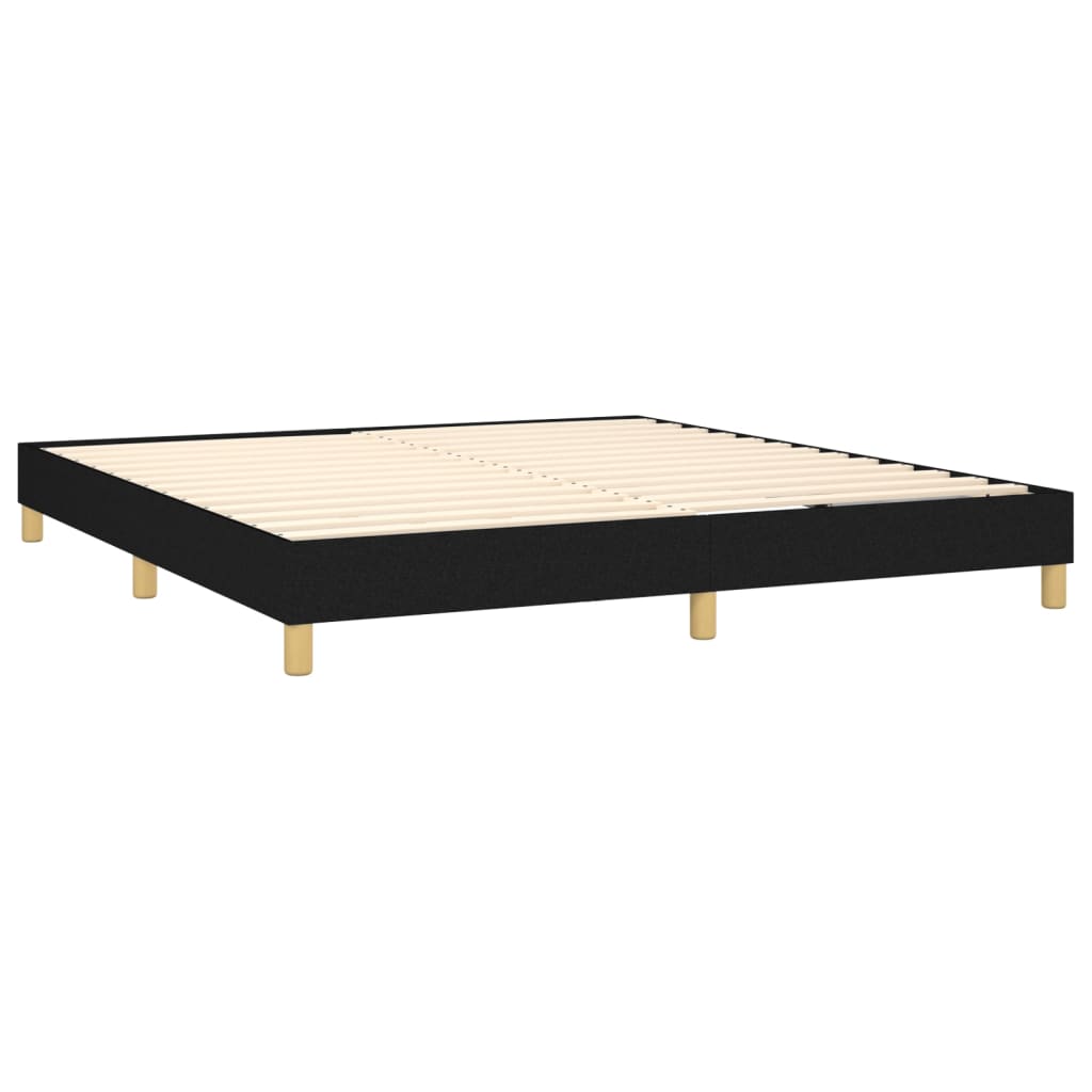 vidaXL fekete szövet rugós ágy matraccal 180 x 200 cm