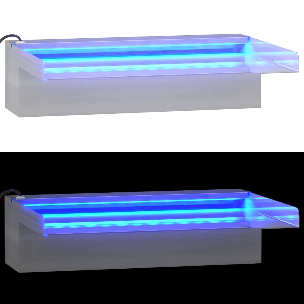 vidaXL rozsdamentes acél vízeséskifolyó RGB LED-ekkel 30 cm