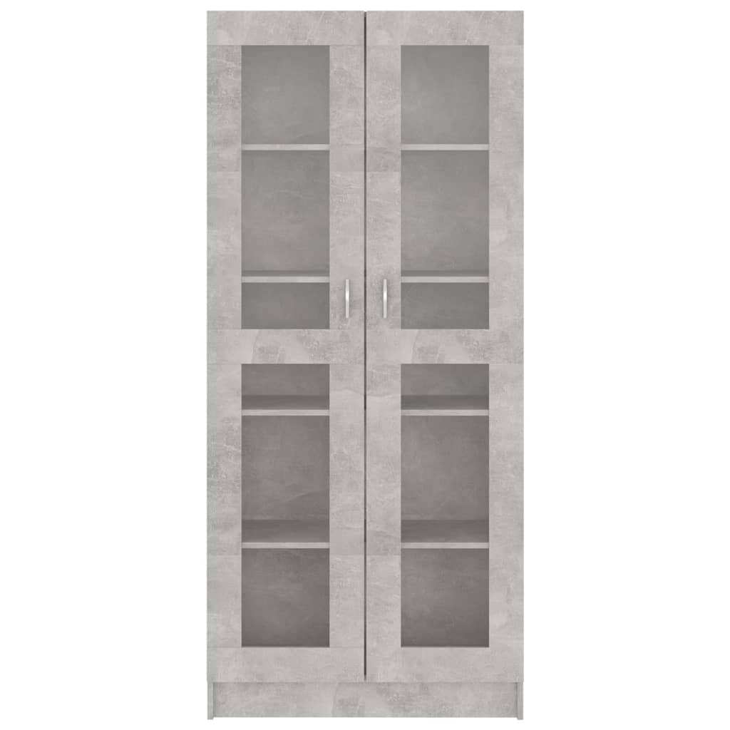 vidaXL betonszürke forgácslap vitrinszekrény 82,5 x 30,5 x 185,5 cm