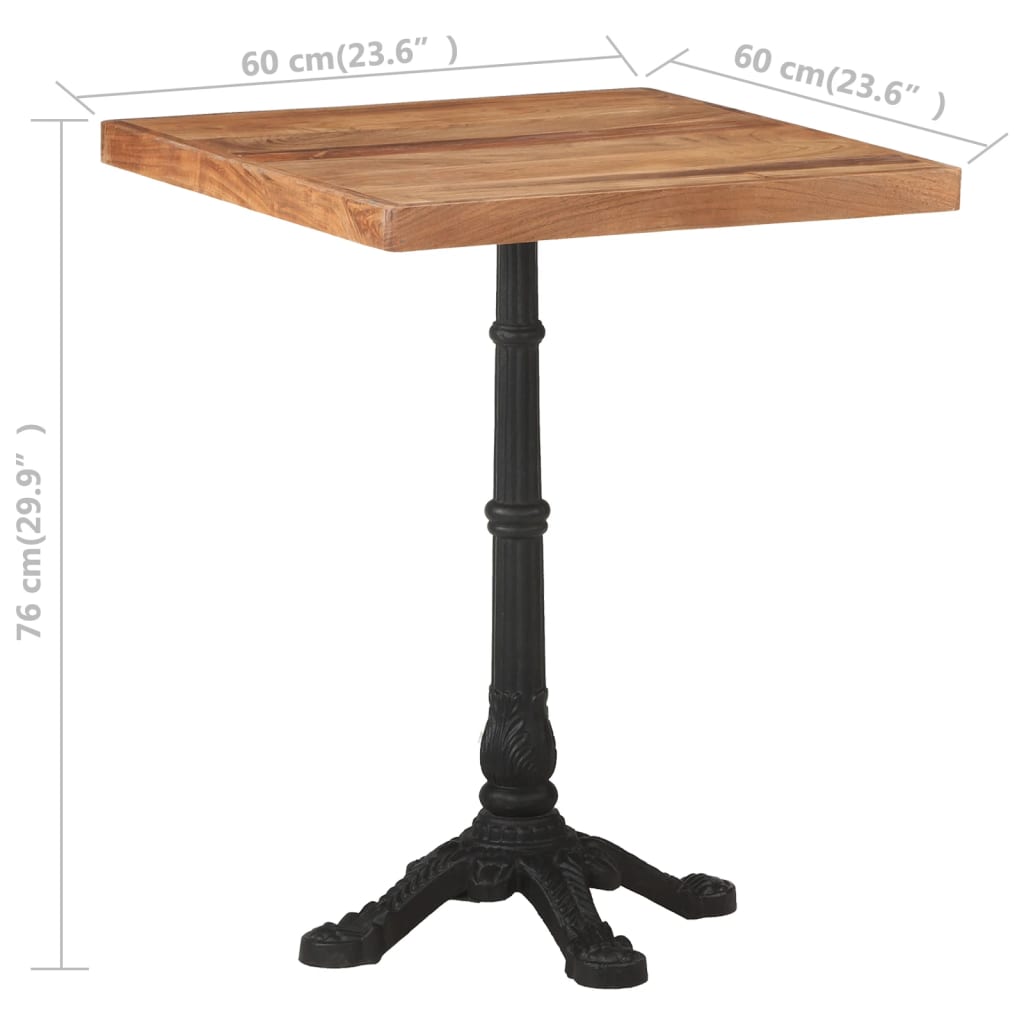 vidaXL tömör akácfa bisztróasztal 60 x 60 x 76 cm