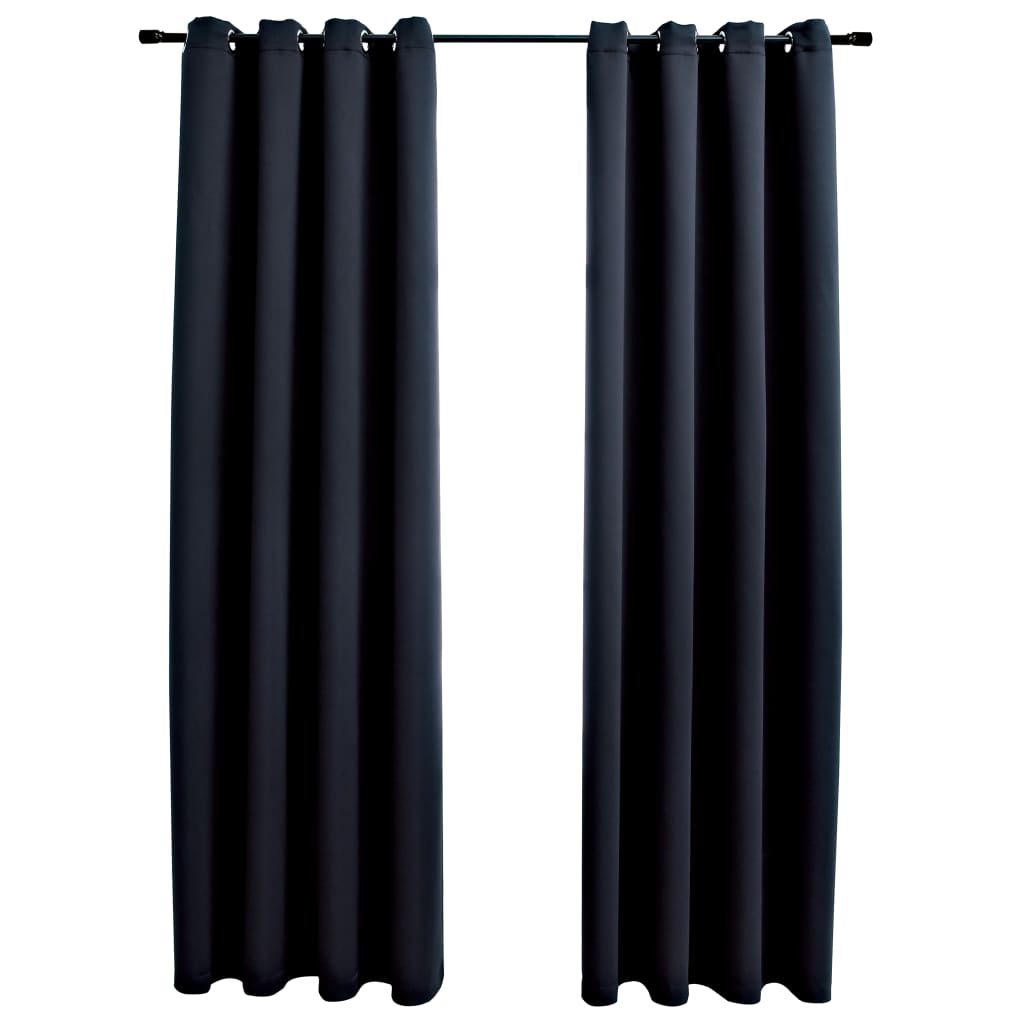 vidaXL 2 db fekete sötétítőfüggöny fémgyűrűkkel 140 x 225 cm