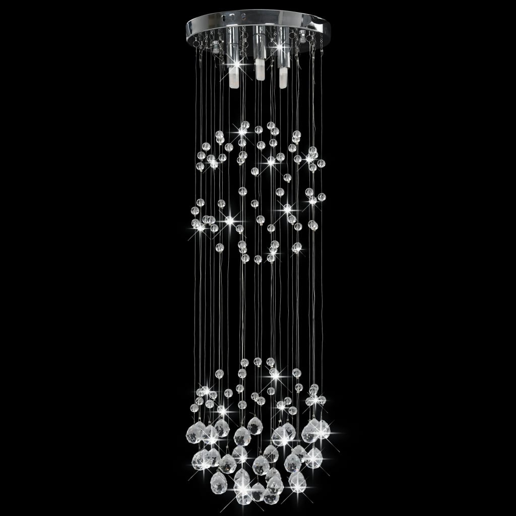 vidaXL ezüstszínű gömb alakú mennyezeti lámpa kristálygyöngyökkel 3xG9