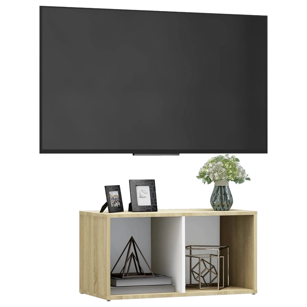 vidaXL fehér és tölgyszínű forgácslap TV-szekrény 72 x 35 x 36,5 cm