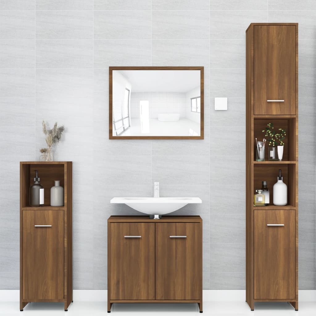 vidaXL barna tölgyszínű szerelt fa fürdőszobaszekrény 30x30x183,5 cm